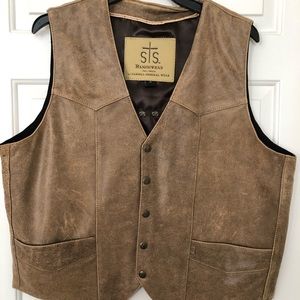 STS RANCHWEAR MEN'S ANTIQUE BROWN LEATHER CHISUM VEST